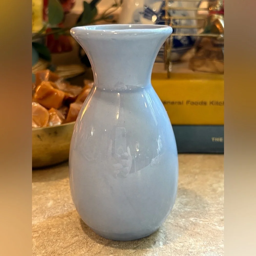 Vintage “pop” Greek inspired light blue vase made in Japan